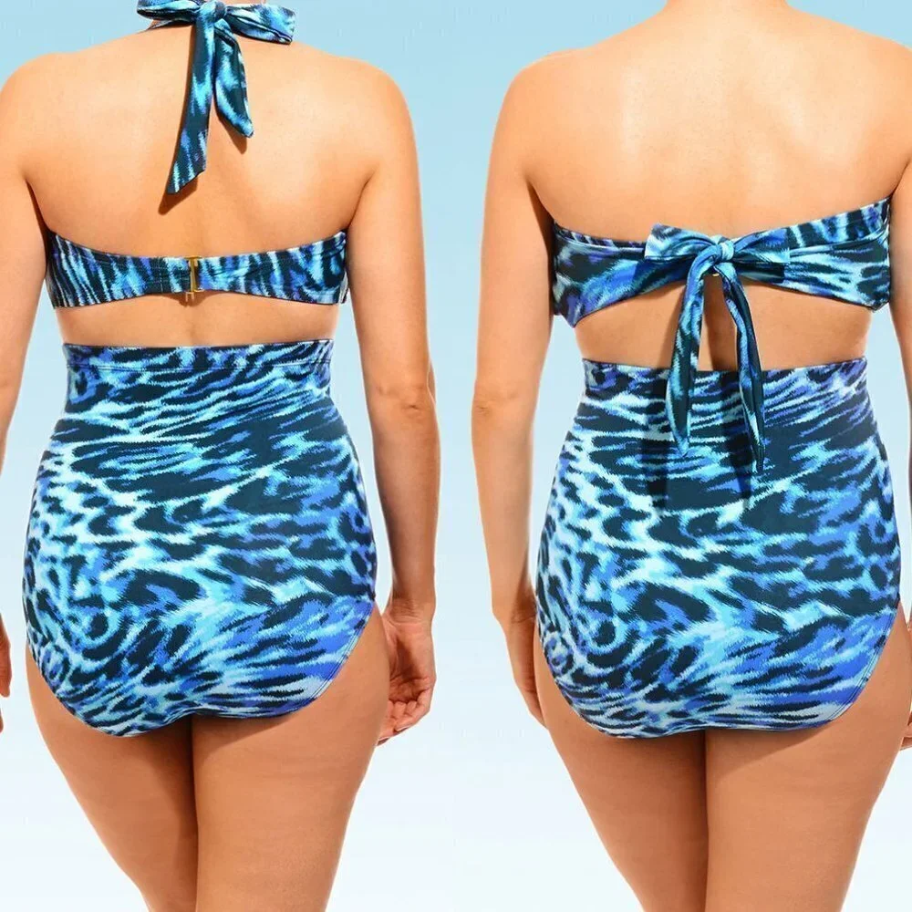 Exotic Animal Print Bikini Size 18 Swimsuit High Waist Covertible 2 Piece NWT